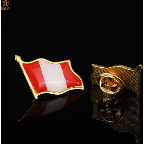 Peru Waving Flag Brooch World Cup Match South America Country Representative Emblem Badge Tie Price Lapel Pin Jewelry