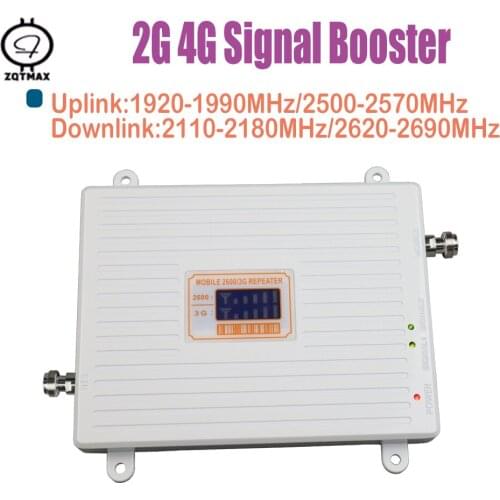 ZQTMAX 3g 4g cell phone signal booster intenet data signal amplifier 2100MHz 2600MHz Dual Band repeater
