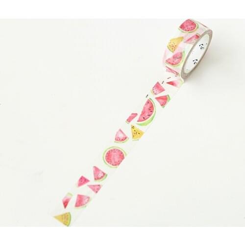 1 Roll Summer Cool Watermelon Paper Decorative Sticker Tape Diary Notebook Decoration 7 Meters Long