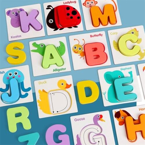 10/26 Pcs Wooden Alphabet Number Pairing Cards Preschool Educational Letter Digital Puzzle Baby Math Toys Jigsaw Spelling Game