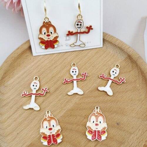 10pcs DIY Jewelry Accessories Cartoon Squirrel Enamel Charms Pendants Fit Cute Dancing Man Dangle Earrings Bracelet Floating