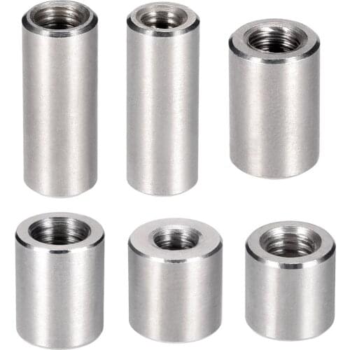 10Pcs Round Connector Nuts M5 M6 M10 M12 M14 M16 Sleeve Rod bar Stud Nut 12mm-30mm Long Stainless steel 304