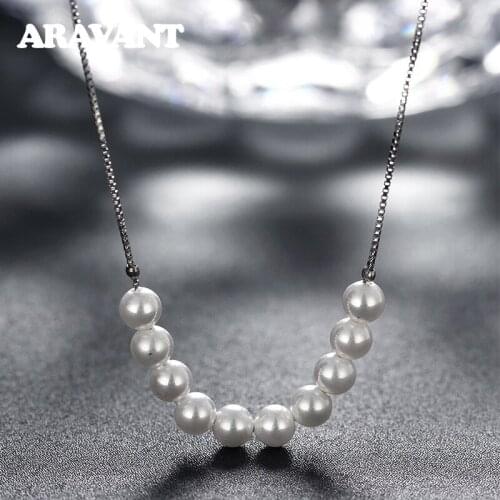 100% Genuine Freshwater Pearl Necklaces 925 Silver Box Chain For Women Wedding Jewelry