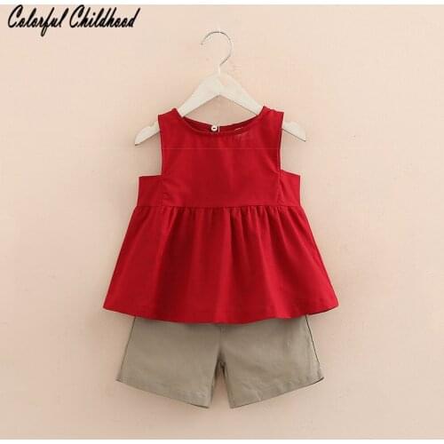 2Pcs Newborn Infant princess Baby Girls Clothing Sets Cotton Pure color Summer clothes+Shorts Baby Sets Girl Clothes 2-7yrs