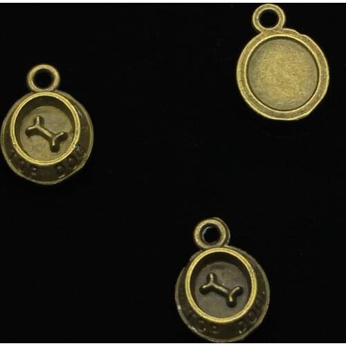 30pcs Antique Bronze dog bowl bone Charms for DIY Bracelets Jewelry Findings 15*10mm