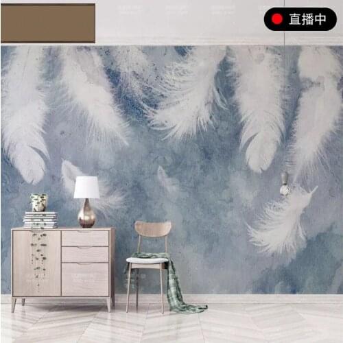 3D Nordic hand painted warm feather ink wallpaper bedroom living room sofa TV creative feather background wall mural Waterproof