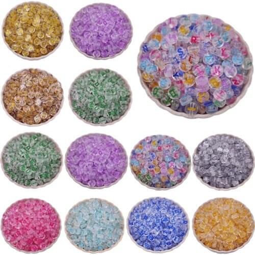 50Pcs 7mm Mixed Alphabet Acrylic Round Kids Loose Beads For DIY Handmade Jewelry Bracelet Necklace Making