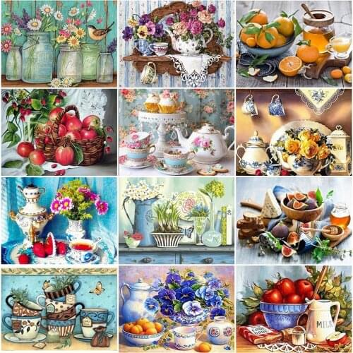 5D Diy Diamond Painting Kitchen Fruit Embroidery Full Square Round Drill Plant Flower Cross Stitch Handmade Home Decoration Gift