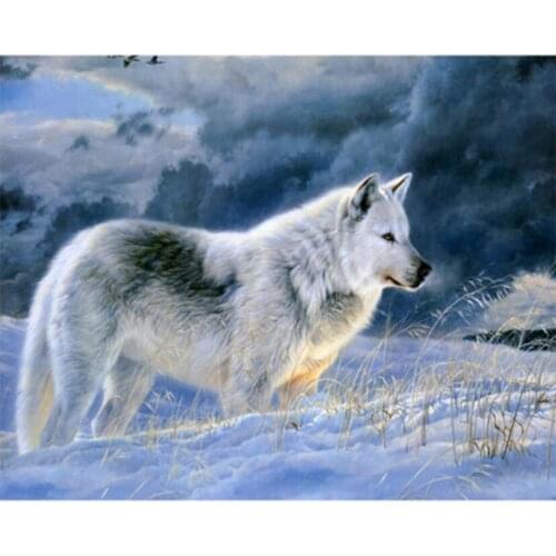 5D DIY Diamond Painting Full Square Animal Diamond Embroidery Rhinestones Pictures Diamond Mosaic Moon Wolf