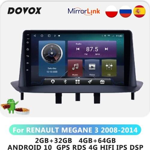 DOVOX 2din Android For Renault Megane 3 2008-2014 Car Radio Multimedia Video Player GPS Naviagation 2 Din 4G Carplay No DVD 9"