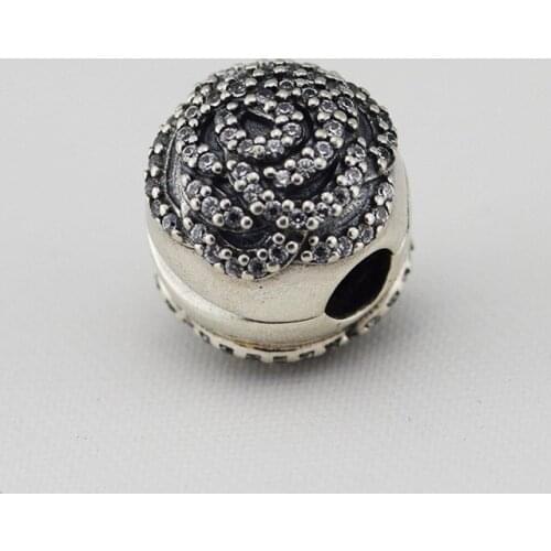 CKK 925 Sterling Silver Jewelry Rose Silver Clip With Original Charms DIY Beads Fits Bracelets For Jewelry Making