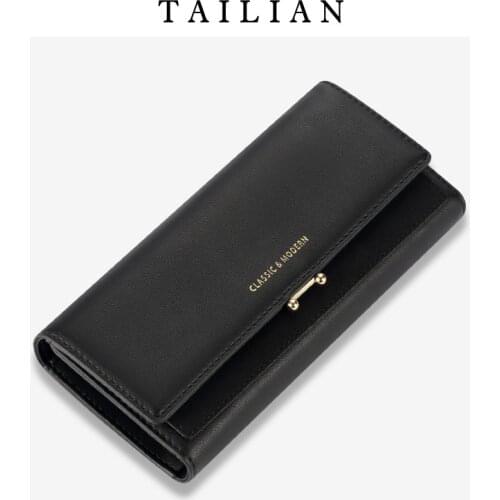 Talian Long Wallet 2021 New European And American Womens Large Capacity Wallet Pu Long Three Fold Handbag