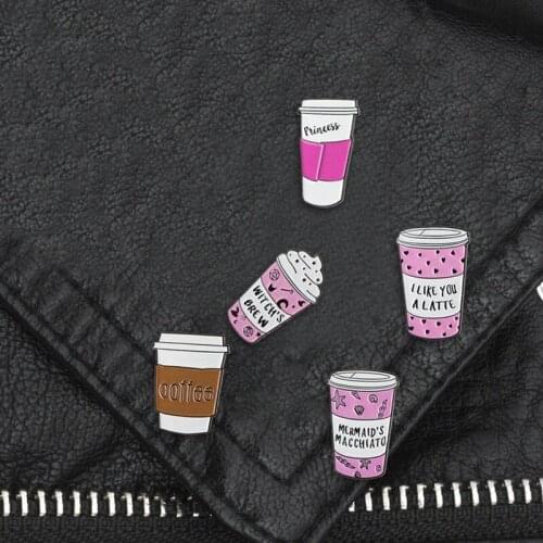 Coffee Milk Enamel Pin Witchs Brew Princess Badge Brooches Lapel Pin Jeans Shirt Backpack Cartoon Jewelry Gift Coffee Lovers