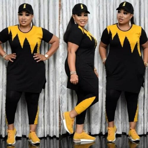 Two Piece Set Africa Clothes African New Dashiki Fashion Flowers Suit Top Trousers Super Elastic Party For Women Outfits