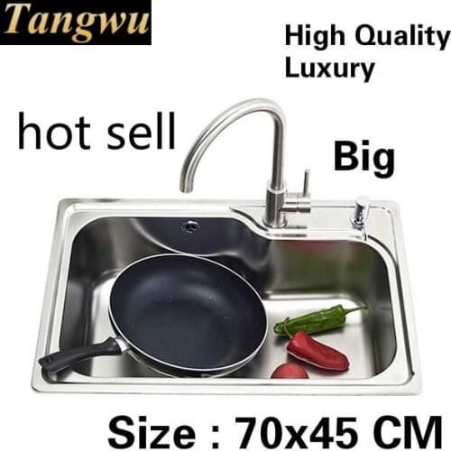 Free shipping Apartment vogue wash vegetables kitchen single trough sink high quality 304 stainless steel 70x45 CM