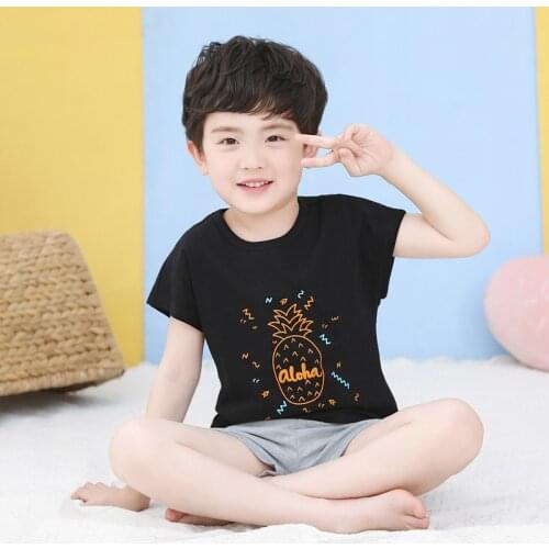 Summer Childrens Clothing Short Sleeve Pajamas Sets Boys Girls Cartoon Sleepwear Teens Nightwear Kids Lovely Pyjamas Homewear