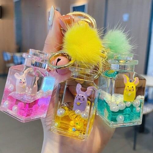 Fashion Animal Oiled Keychain Creative Acrylic Floating Mouse Charm Keychain AccessoryCartoon Cute Car Bag Mobile Phone Keychain