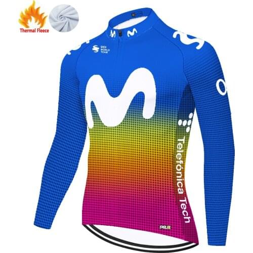 Movistar 2021 Winter Thermal Fleece Cycling Jersey Jersey Ciclismo Hombre Tricota Ciclismo Hombre Jersey Ciclismo