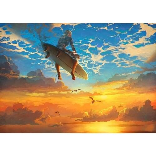 5D DIY Poured Glue Diamond Painting Kits Scalloped Edge Surrealism Oil Painting Style Beautiful Scenery Unique Gift Home Decor