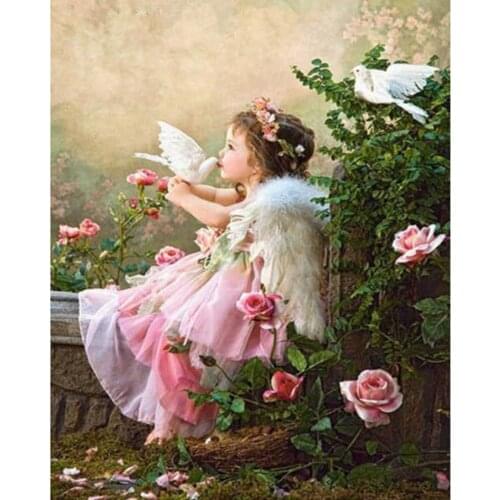 Carton Angel DIY Cross Stitch Embroidery 11CT Kits Needlework Craft Set Printed Canvas Cotton Thread Home Decoration New Design