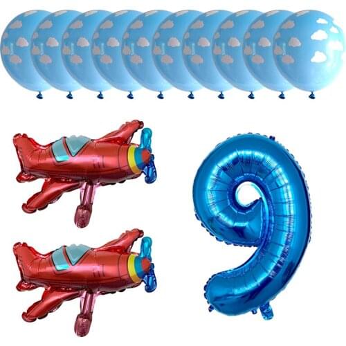 Airplane Party Kit Airplane Balloons Aviator Theme Party Supply Birthday Cloud Balloons Number Foil Balloons Baby Shower Decor