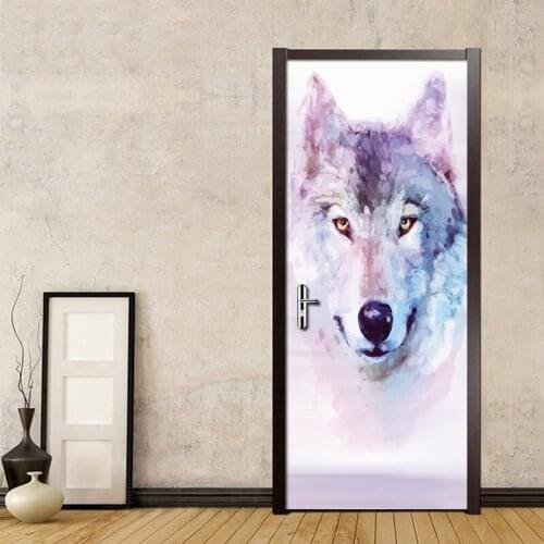 Modern Minimalist Abstract Snow Wolf Living Room Bedroom Door Mural PVC Waterproof Self-adhesive Fresco Sticker 3D Wallpaper