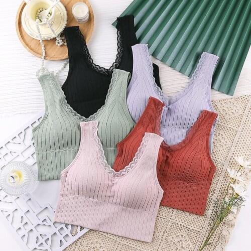 Underwear Women Seamless Sport Bra Running Lace Crop Top Vest Women Fitness Bra Sleeveless Sportwear Lingerie Workout Streetwear