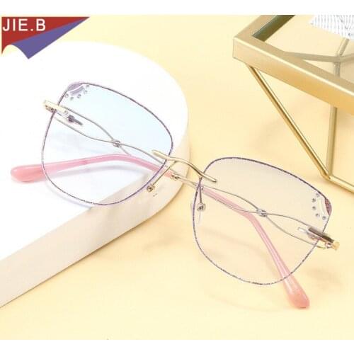 2020 New Diamond Trimming Frameless Anti-Blue Light Glasses Flat Mirror Plain Makeup Mirror Trend Matching