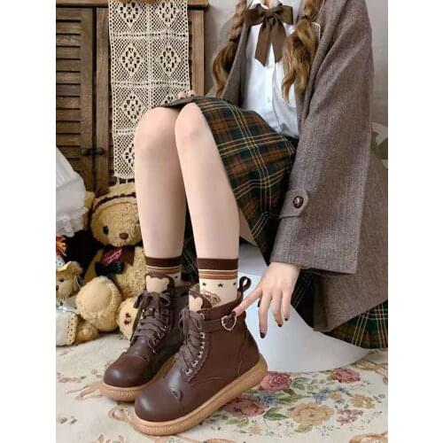 New Winter Lolita Boots Warm Platform Ankle Women Martin Boots Jk Gothic Girls Female Fashion Black Flats Goth Lolita High Top