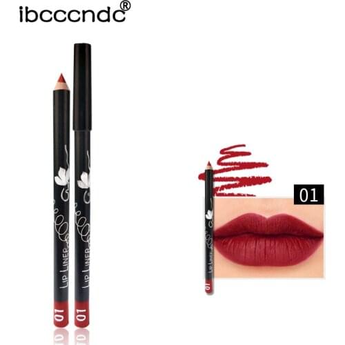 Qic lip makeup velvet matte lipliner pencil 12 colors red purple yellow waterproof long lasting nude lip contour pen IB003