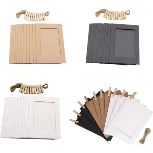 10PCS 4 Inch 2020 DIY Wedding Photo Frame Wooden Clip Paper Photo Frame Wall Decoration for Party Display Shadow Box Frame