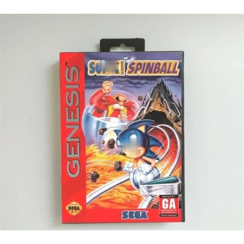 Soniced Game the Hedgehog Spinball - USA Cover With Retail Box 16 Bit MD Game Card for Sega Megadrive Genesis Video Game Console