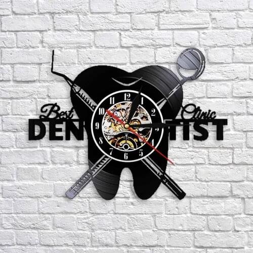 Dentist Equipment Wall Art Clock Orthodontist Vinyl Record Wall Clock Dental Office Teeth Wall Decor Nurse Appreciation Gift