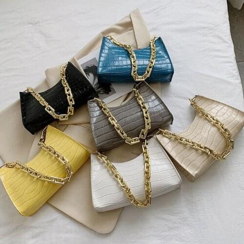 Retro Crocodile Pattern Shoulder Bag For Women PU Leather Armpit Bag France Underarm Bag Casual Female Handbags Advanced