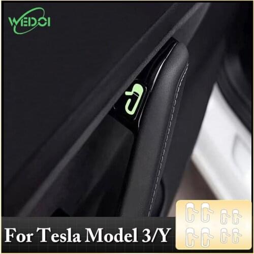 WEDOI Luminous Car Open Door Button Stickers For Tesla Model 3 Reminder Door Armrest Window Lift Button Switch 8PCS