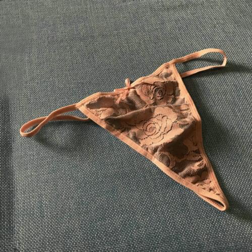 Candy Cherries Panties Slim Ladies Sexy G-String 2 Layer Light Purple Lace Women Thong Flower Cute Tback M