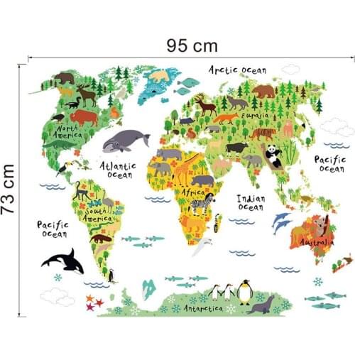 Interesting Animal World Wall Stickers For Bedroom Living Room Study Kidroom Removable Waterproof Decal Murals For Children Gift