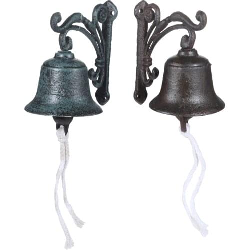 1set Green/Brown Flower Branch Iron Door Ring Bell Antique Wall Mounted Vintage Garden/Home/Bar/Restaurant/Shop Entrance Welcome