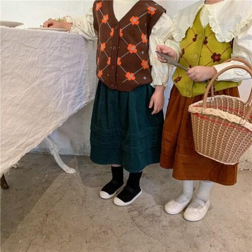 2021 Korea style girls corduroy skirt autumn cotton fashion girls skirts kids clothes 2-7 years