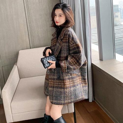 Plaid Woolen Womens Mid-length 2020 Autumn And Winter New Tweed Coat