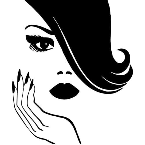 11.7cm*14cm Pretty Woman Manicure Creative Stickers Decor Car Accessories Black/Silver S3-4998