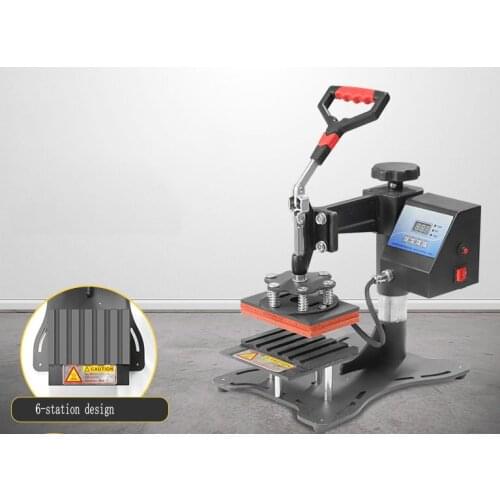 110/220 v, 350 w 10 x 15 cm manual six-station iron pen ink baking machine LOGO character printing machine