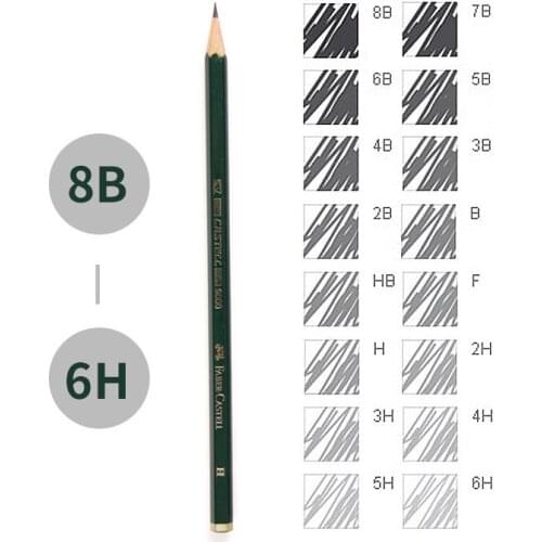 Faber-Castell 12/16Pcs Professional Wood Sketch Pencil 6H-8B Art Graphite Pencils for Writing Design Charcoal Pencil Drawing