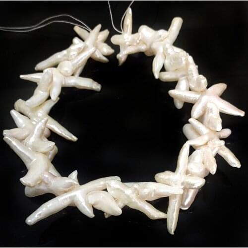 16 inches 40-60mm Natural White Diagonally Drilled Cross Pearl Loose Strand