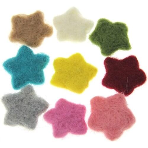 20PCs 45MM Handmade Felt Wool Cute Stars Button Patch Sticker Craft Fit Girl Elastic Hair Band Headband Ornament Accessories