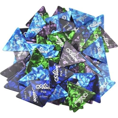 Alice 100pcs Medium 0.71mm 355 Triangle Guitar Picks Plectrums Assorted Colors Celluloid