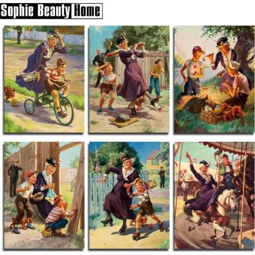 5D Diy Diamond Painting Grandma&Grandson Play Diamond Embroidery Pattern Rhinestones Full Diamond Mosaic Home Decor Gift 188211