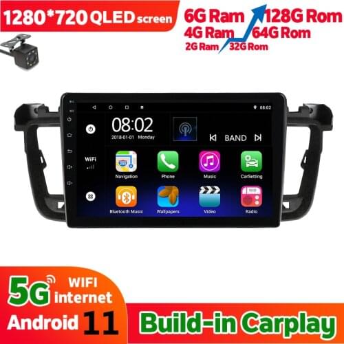 NEW 6GB Ram 128GB Rom 2 Din Car Radio Navigation GPS Bluetooth Player 9 Inch Screen For Peugeot 508 2011 2018 Android 11 Stereo