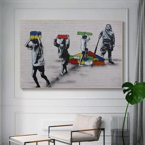 Banksy Street Art Canvas Paintings And Prints Hd Wall Art Child Labour Pictures On Canvas Living Room Decor Home Decor No Frame