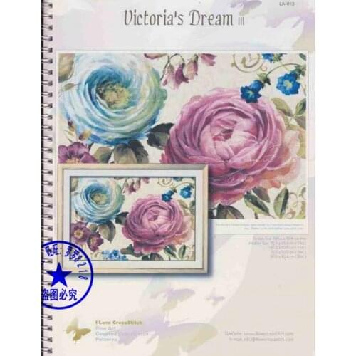 FREE delivery Top Quality Hot Selling Lovely Counted Cross Stitch kit Victorias Dream Pink Blue Roses Rose Flower